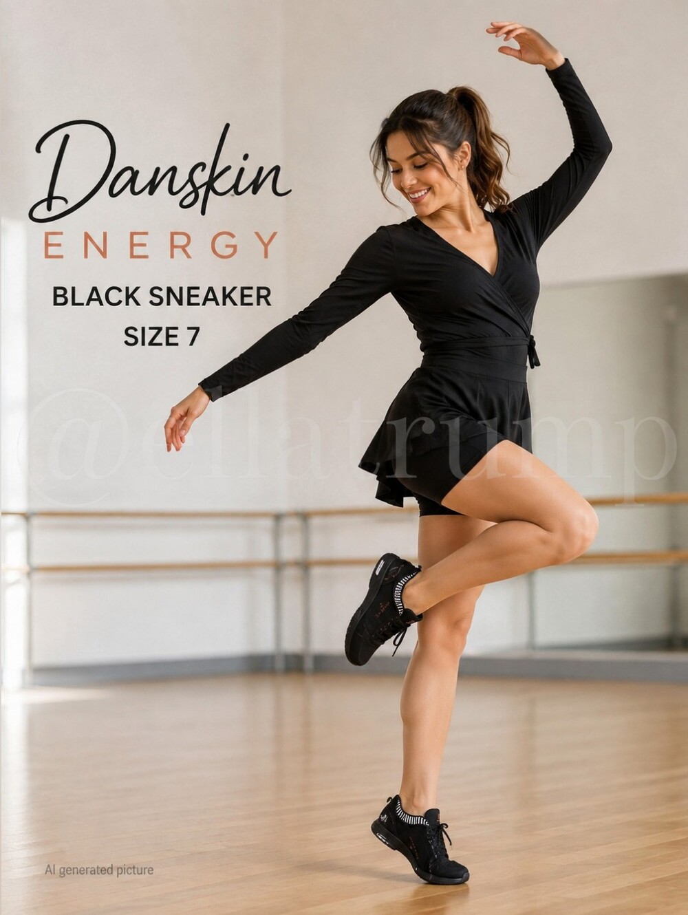 Danskin Energy Black Sneaker Size 7